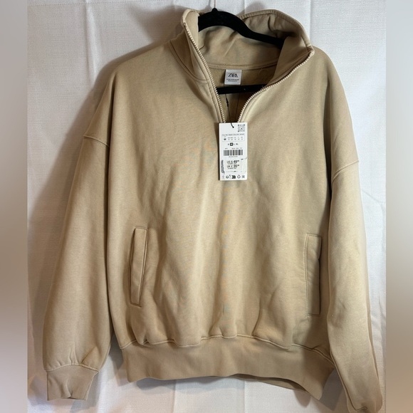 Zara Other - Zara Men’s pullover half zip Tan size Medium NWT
